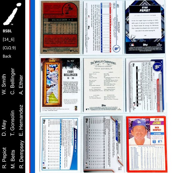 Los Angeles Dodgers 9 Card Lot - BSBL [14_6] - Picture 2 of 2